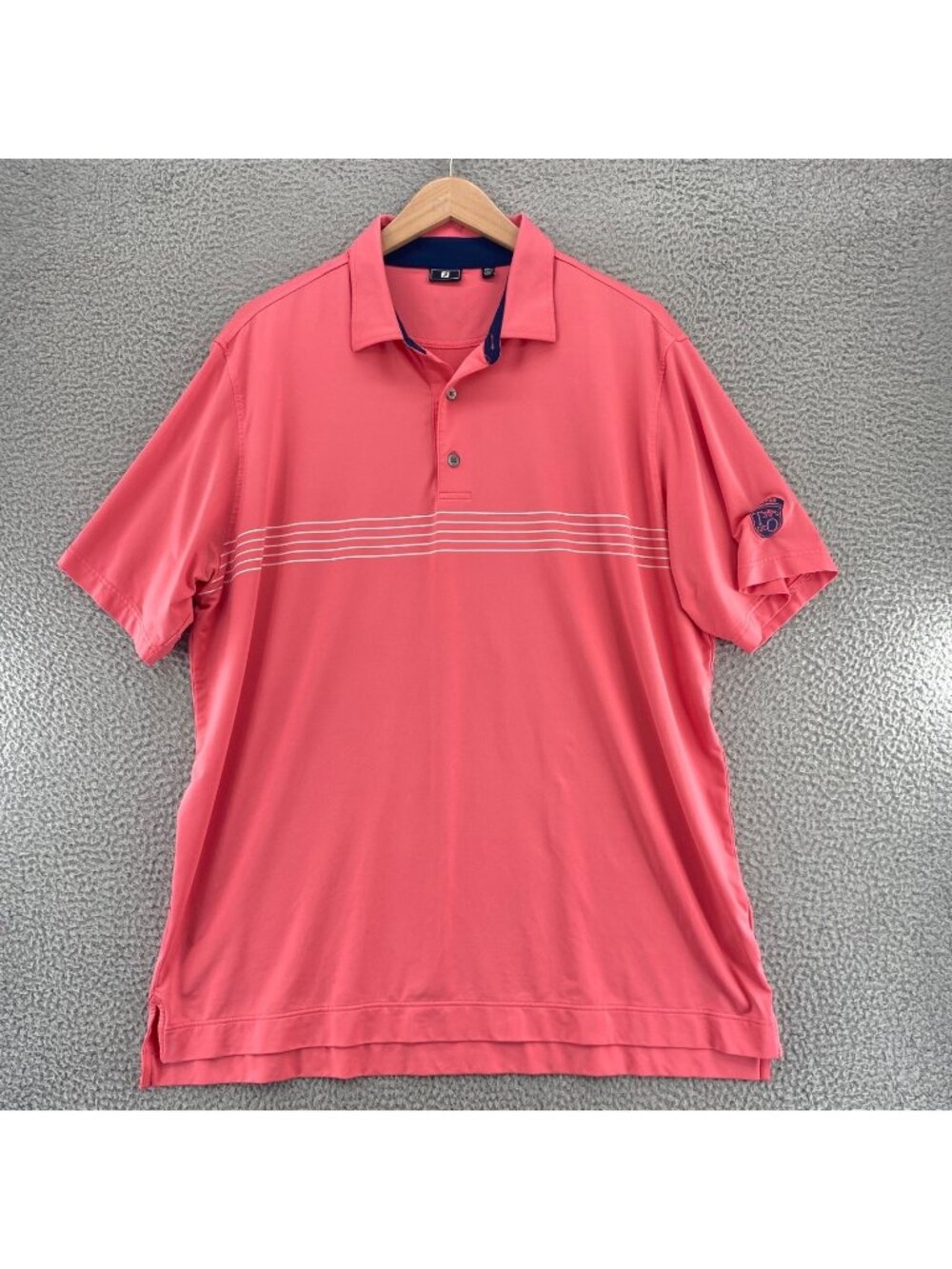 FootJoy Shirt Mens 2XL Pink Striped Polo Stretch Short Sleeve Golf Country Club